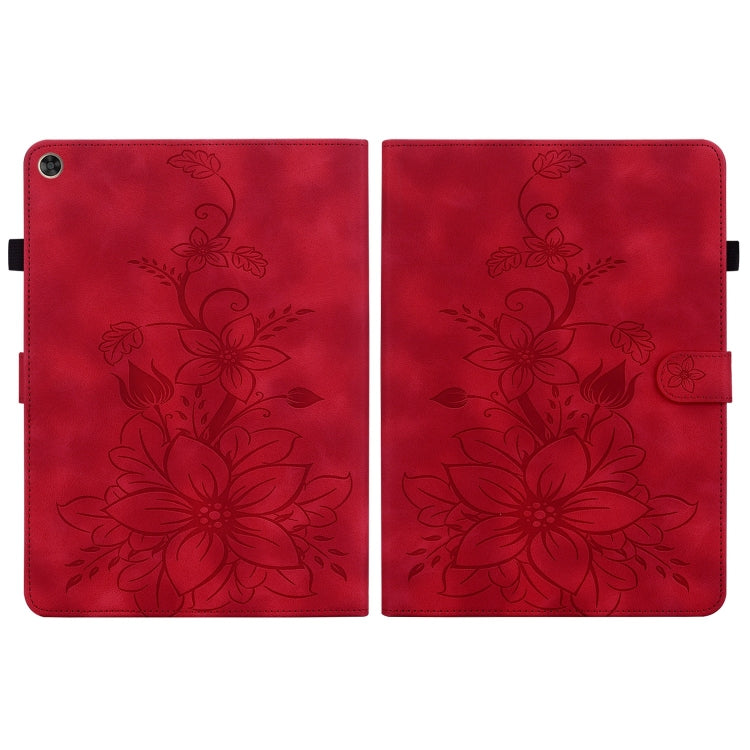 For Huawei MatePad T 10s / Enjoy Tablet 2 Lily Embossed Leather Tablet Case(Red) - Huawei by PMC TechLife | Online Shopping South Africa | PMC TechLife | Buy Now Pay Later Mobicred