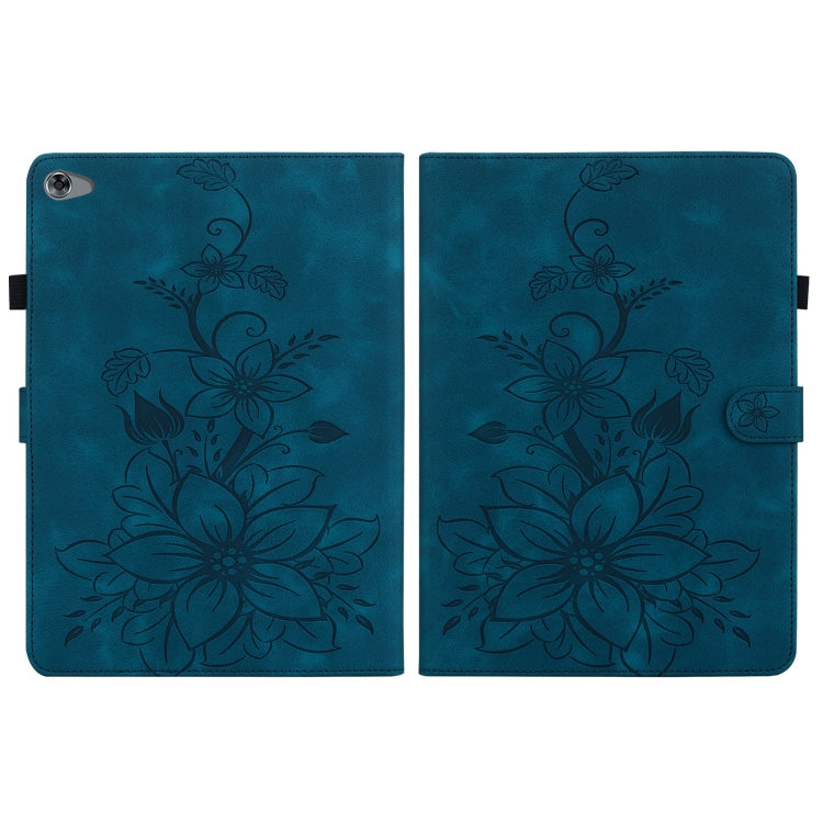 For Huawei MediaPad M5 Lite 10 / C5 10.1 Lily Embossed Leather Tablet Case(Dark Blue) - Huawei by PMC TechLife | Online Shopping South Africa | PMC TechLife | Buy Now Pay Later Mobicred