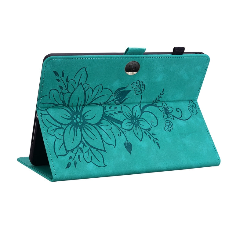 For Honor Pad 9 12.1 Lily Embossed Leather Tablet Case(Green) - free shipping - PMC TechLife - Order now!