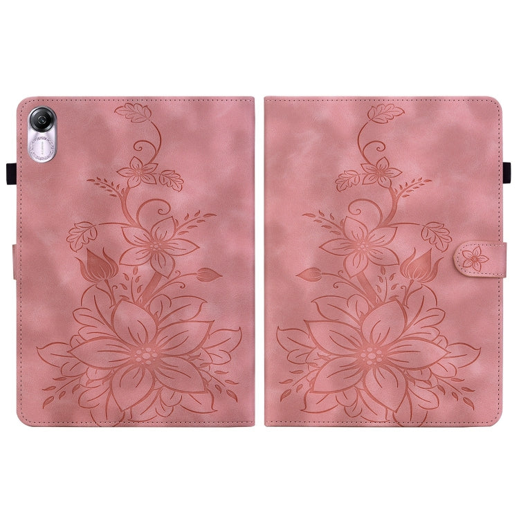 For Honor Pad X8 Pro / X9 2023 Lily Embossed Leather Tablet Case(Pink) - Honor by PMC TechLife | Online Shopping South Africa | PMC TechLife | Buy Now Pay Later Mobicred