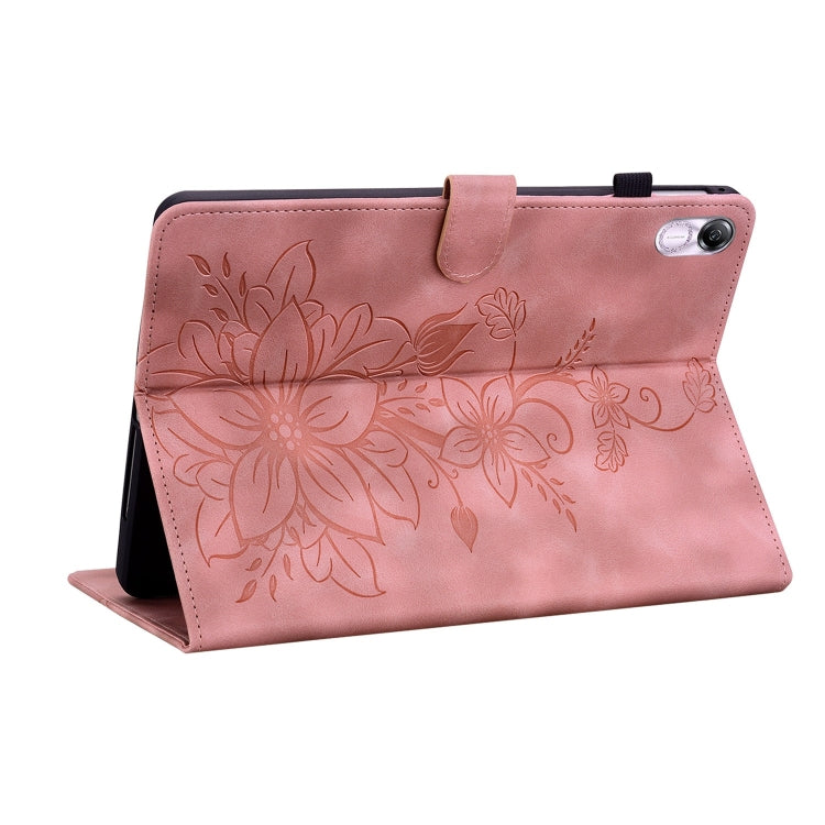 For Honor Pad X8 Pro / X9 2023 Lily Embossed Leather Tablet Case(Pink) - Honor by PMC TechLife | Online Shopping South Africa | PMC TechLife | Buy Now Pay Later Mobicred