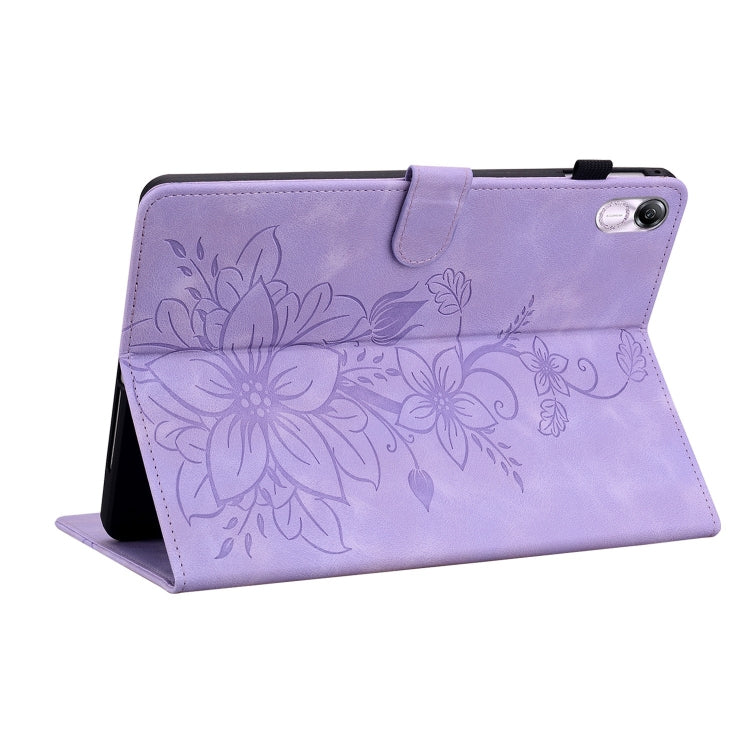 For Honor Pad X8 Pro / X9 2023 Lily Embossed Leather Tablet Case(Purple) - free shipping - PMC TechLife - Order now!