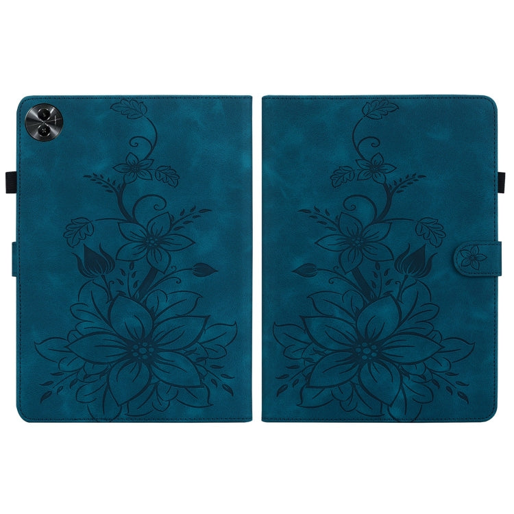 For Realme Pad 2 11.5 Lily Embossed Leather Tablet Case(Dark Blue) - Realme by PMC TechLife | Online Shopping South Africa | PMC TechLife | Buy Now Pay Later Mobicred