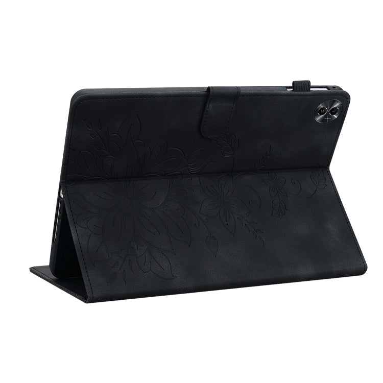 For Realme Pad 2 11.5 Lily Embossed Leather Tablet Case(Black) - free shipping - PMC TechLife - Order now!