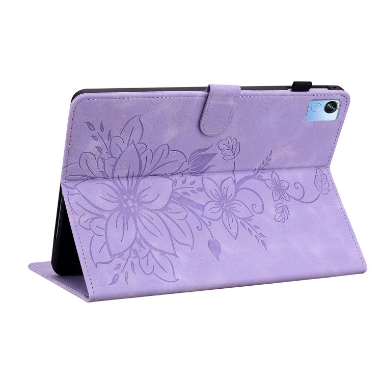 For Realme Pad X Lily Embossed Leather Tablet Case(Purple) - Realme by PMC TechLife | Online Shopping South Africa | PMC TechLife | Buy Now Pay Later Mobicred