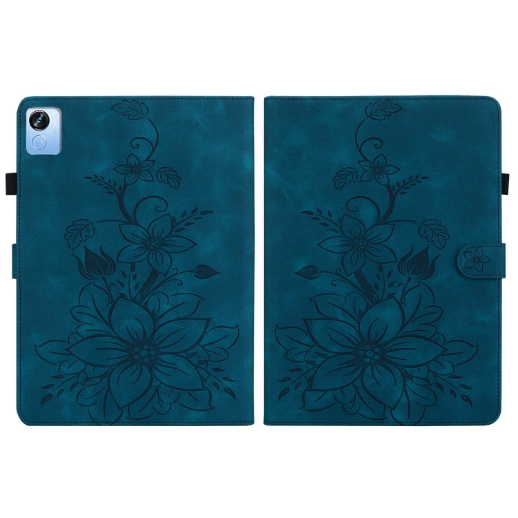 For Realme Pad X Lily Embossed Leather Tablet Case(Dark Blue) - Realme by PMC TechLife | Online Shopping South Africa | PMC TechLife | Buy Now Pay Later Mobicred