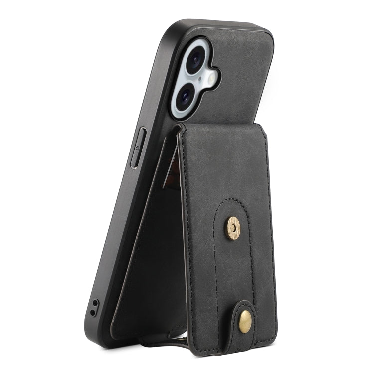For iPhone 16 Plus Denior D14 NK Retro Pattern MagSafe Magnetic Card Holder Leather Phone Case(Black) - free shipping - PMC TechLife - Order now!