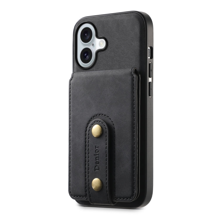 For iPhone 16 Plus Denior D14 NK Retro Pattern MagSafe Magnetic Card Holder Leather Phone Case(Black) - free shipping - PMC TechLife - Order now!