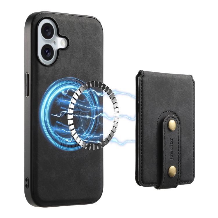 For iPhone 16 Plus Denior D14 NK Retro Pattern MagSafe Magnetic Card Holder Leather Phone Case(Black) - free shipping - PMC TechLife - Order now!