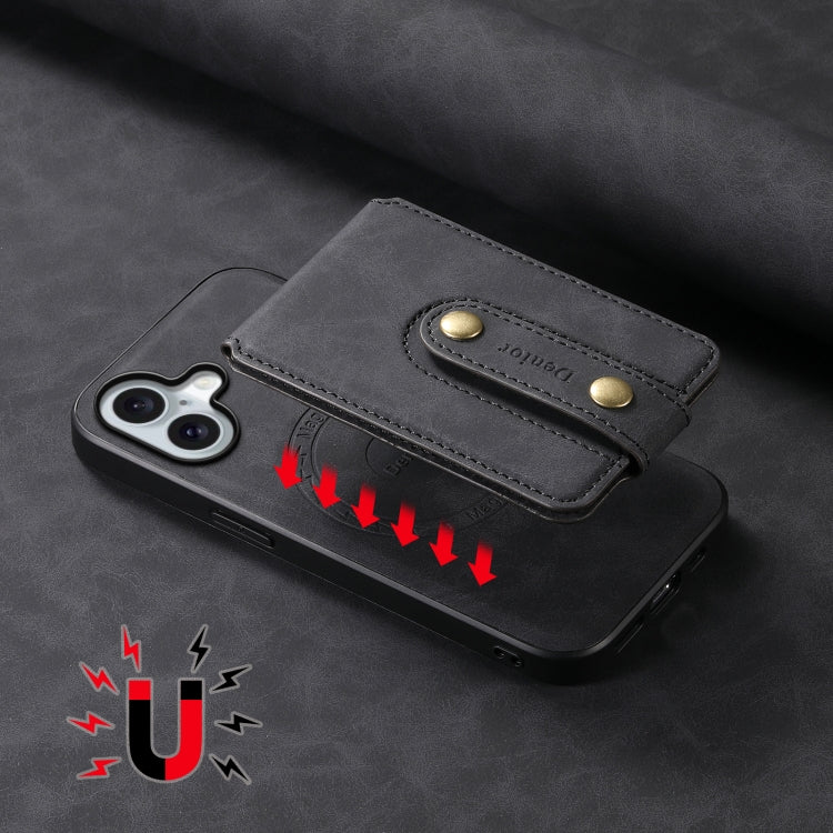 For iPhone 16 Plus Denior D14 NK Retro Pattern MagSafe Magnetic Card Holder Leather Phone Case(Black) - free shipping - PMC TechLife - Order now!
