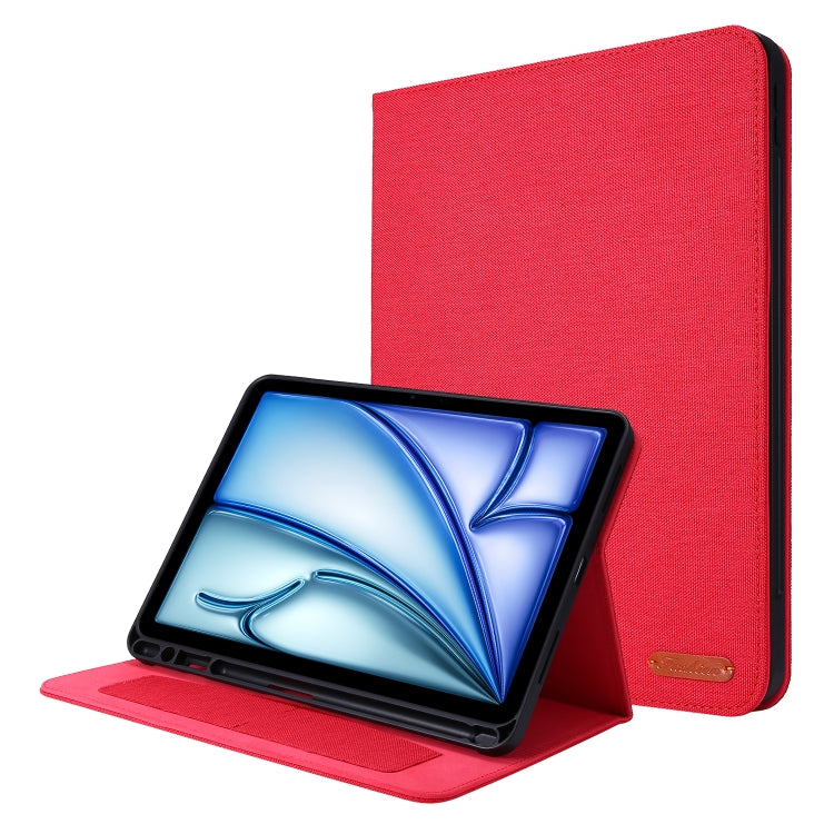 For iPad Air 13 2024 Fabric Leather Tablet Case(Red) - iPad Air 13 2024 Cases by PMC TechLife | Online Shopping South Africa | PMC TechLife | Buy Now Pay Later Mobicred