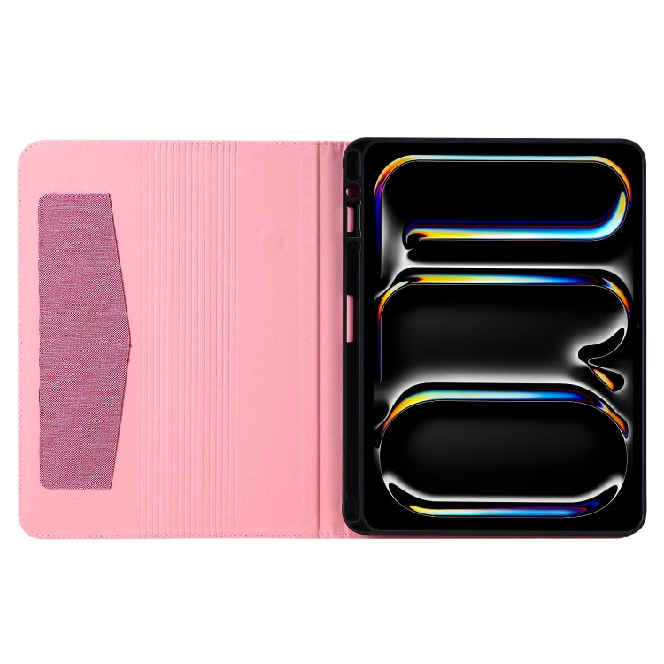 For iPad Pro 11 2024 Fabric Leather Tablet Case(Rose Red) - iPad Pro 11 2024 Cases by PMC TechLife | Online Shopping South Africa | PMC TechLife | Buy Now Pay Later Mobicred