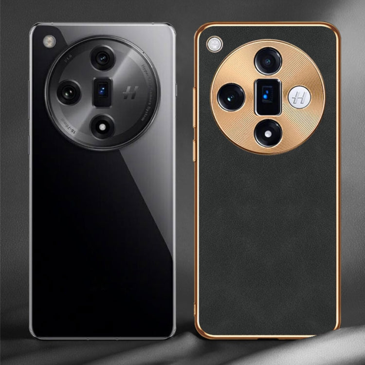 For OPPO Find X7 Electroplating Lambskin Leather Phone Case(Green) - Find X7 Cases by PMC TechLife | Online Shopping South Africa | PMC TechLife | Buy Now Pay Later Mobicred