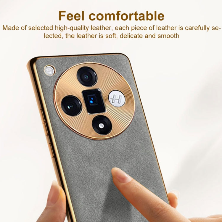 For OPPO Reno11 Pro Global Electroplating Lambskin Leather Phone Case(Blue) - Reno11 Pro Cases by PMC TechLife | Online Shopping South Africa | PMC TechLife | Buy Now Pay Later Mobicred
