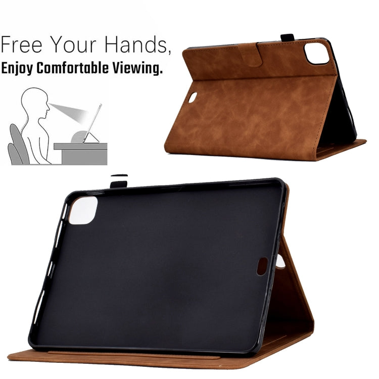 For iPad Pro 11 2024 Embossed Smile Smart Leather Tablet Case(Brown) - iPad Pro 11 2024 Cases by PMC TechLife | Online Shopping South Africa | PMC TechLife | Buy Now Pay Later Mobicred