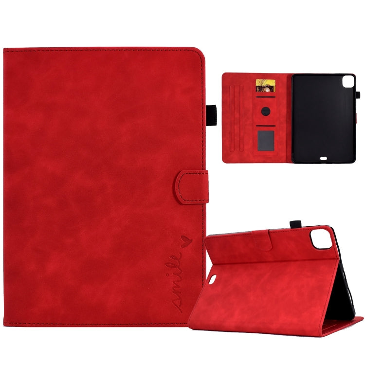 For iPad Pro 11 2024 Embossed Smile Smart Leather Tablet Case(Red) - iPad Pro 11 2024 Cases by PMC TechLife | Online Shopping South Africa | PMC TechLife | Buy Now Pay Later Mobicred