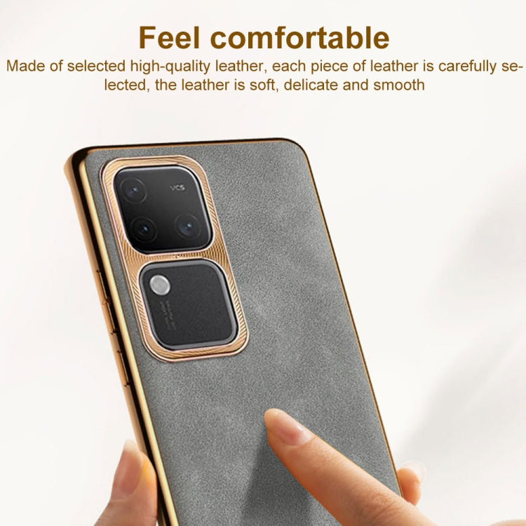 For vivo S18 / S18 Pro Electroplating Lambskin Leather Phone Case(Green) - S18 Cases by PMC TechLife | Online Shopping South Africa | PMC TechLife | Buy Now Pay Later Mobicred
