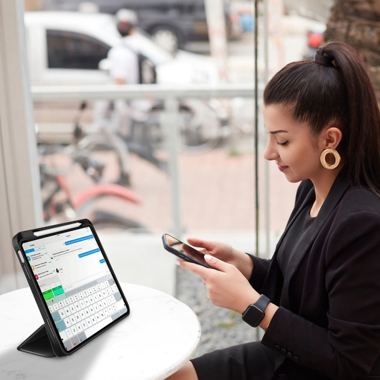 For iPad Air 11 2025 / 2024 3-fold TPU Smart Leather Tablet Case with Pen Slot(Black) - iPad Air 11 2025 / 2024 Cases by PMC TechLife | Online Shopping South Africa | PMC TechLife | Buy Now Pay Later Mobicred
