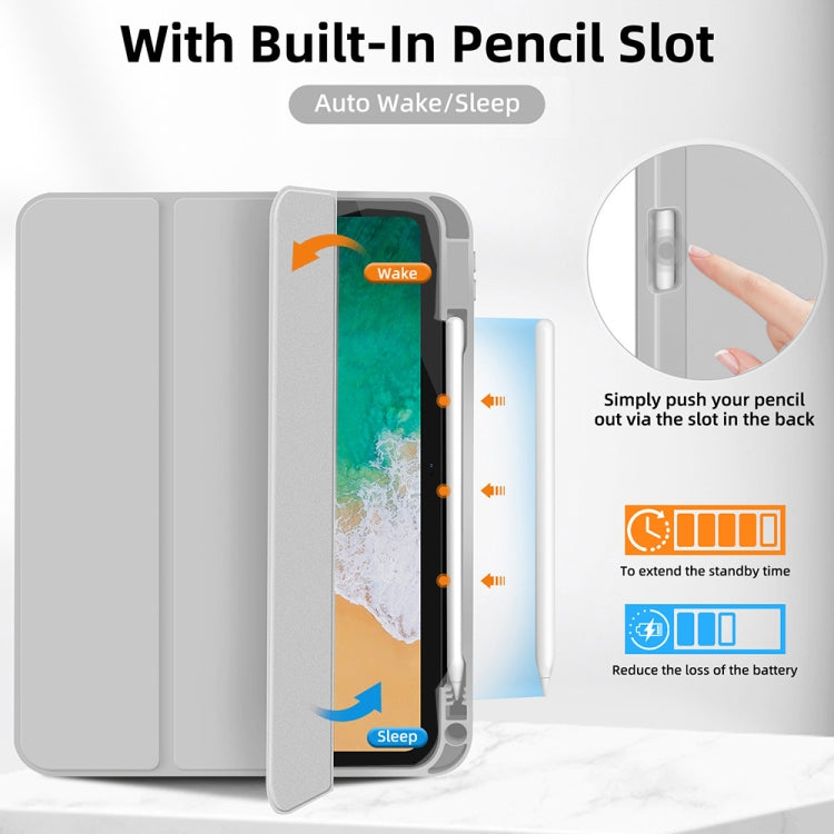 For iPad Pro 11 2024 3-fold TPU Smart Leather Tablet Case with Pen Slot(Grey) - iPad Pro 11 2024 Cases by PMC TechLife | Online Shopping South Africa | PMC TechLife | Buy Now Pay Later Mobicred