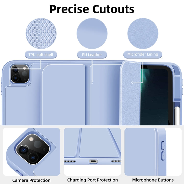 For iPad Pro 13 2024 3-fold TPU Smart Leather Tablet Case with Pen Slot(Ice Blue) - iPad Pro 13 2024 Cases by PMC TechLife | Online Shopping South Africa | PMC TechLife | Buy Now Pay Later Mobicred