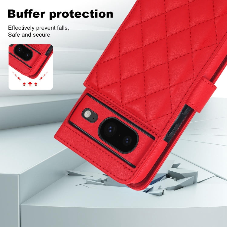 For Google Pixel 8a Crossbody Multifunction Rhombic Leather Phone Case(Red) - free shipping - PMC TechLife - Order now!