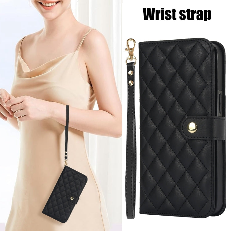 For Google Pixel 8 Pro Crossbody Multifunction Rhombic Leather Phone Case(Black) - Google Cases by PMC TechLife | Online Shopping South Africa | PMC TechLife | Buy Now Pay Later Mobicred
