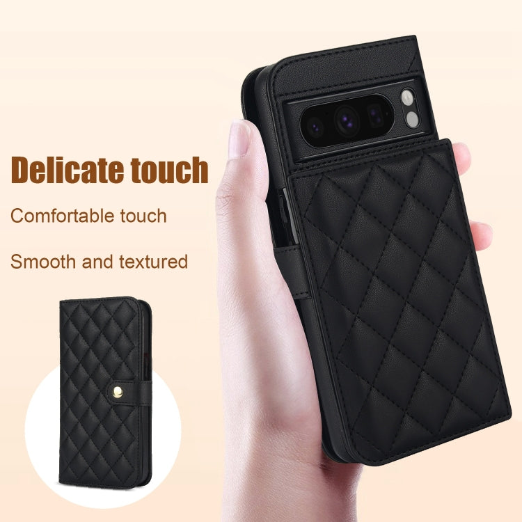 For Google Pixel 8 Pro Crossbody Multifunction Rhombic Leather Phone Case(Black) - Google Cases by PMC TechLife | Online Shopping South Africa | PMC TechLife | Buy Now Pay Later Mobicred