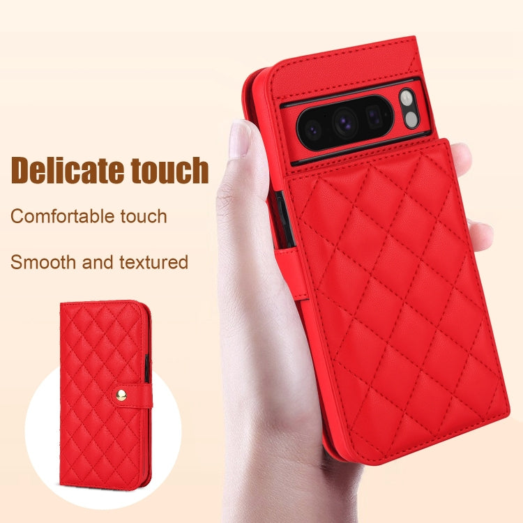 For Google Pixel 8 Pro Crossbody Multifunction Rhombic Leather Phone Case(Red) - Google Cases by PMC TechLife | Online Shopping South Africa | PMC TechLife | Buy Now Pay Later Mobicred