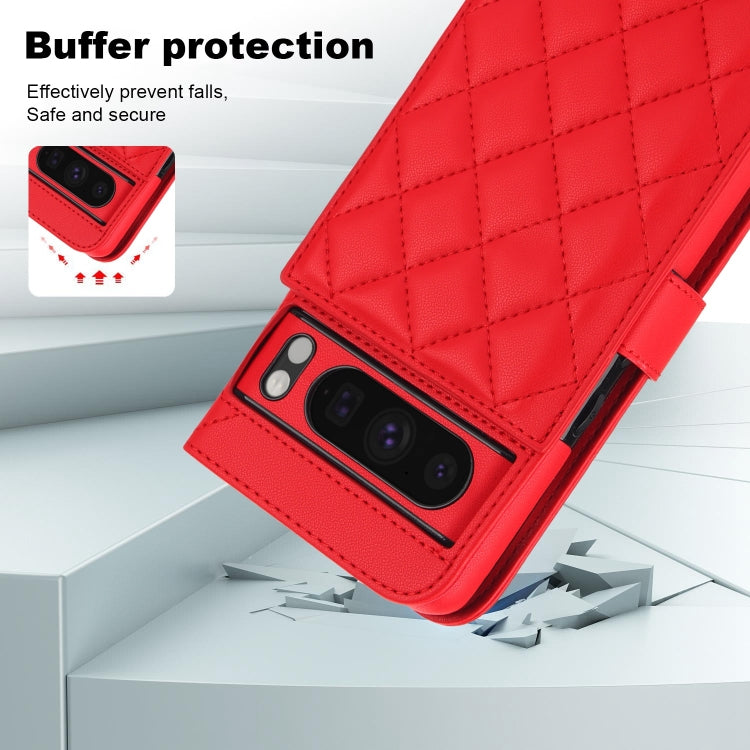 For Google Pixel 8 Pro Crossbody Multifunction Rhombic Leather Phone Case(Red) - Google Cases by PMC TechLife | Online Shopping South Africa | PMC TechLife | Buy Now Pay Later Mobicred