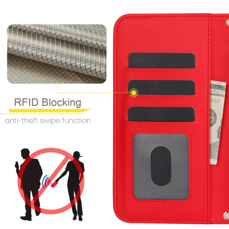 For Google Pixel 8 Pro Crossbody Multifunction Rhombic Leather Phone Case(Red) - Google Cases by PMC TechLife | Online Shopping South Africa | PMC TechLife | Buy Now Pay Later Mobicred