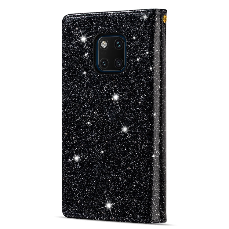 For Huawei Mate 20 Pro Multi-card Slots Starry Sky Laser Carving Glitter Zipper Horizontal Flip Leather Case with Holder & Wallet & Lanyard(Black) - Huawei Cases by PMC Jewellery | Online Shopping South Africa | PMC Jewellery