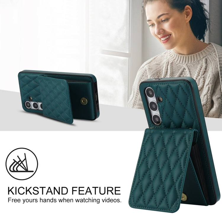 For Samsung Galaxy S24 5G YM015 Crossbody Rhombic Card Bag RFID Phone Case(Green) - Galaxy S24 5G Cases by PMC Jewellery | Online Shopping South Africa | PMC Jewellery | Buy Now Pay Later Mobicred