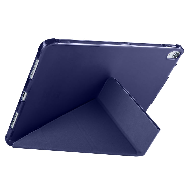For iPad Air 11 2024 Multi-folding TPU Leather Smart Tablet Case with Pen Slot(Dark Blue) - iPad Air 11 2024 Cases by PMC TechLife | Online Shopping South Africa | PMC TechLife | Buy Now Pay Later Mobicred