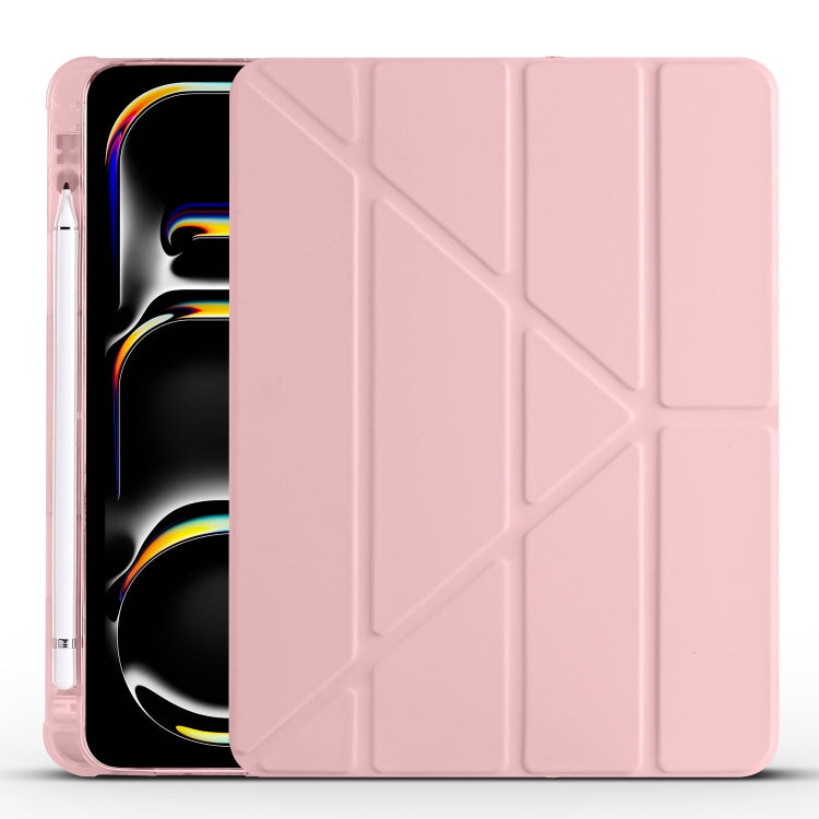 For iPad Pro 11 2024 Multi-folding TPU Leather Smart Tablet Case with Pen Slot(Pink) - free shipping - PMC TechLife - Order now!