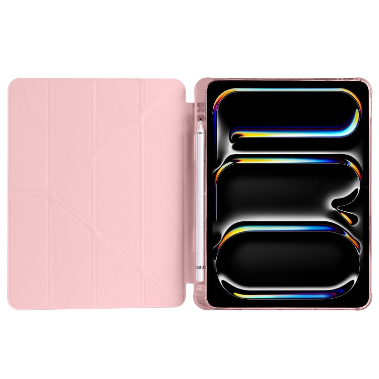 For iPad Pro 11 2024 Multi-folding TPU Leather Smart Tablet Case with Pen Slot(Pink) - free shipping - PMC TechLife - Order now!