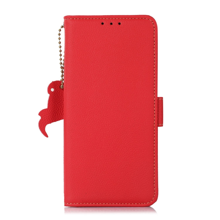 For iPhone 16e Side-Magnetic TJ Genuine Leather RFID Phone Case(Red) - iPhone 16e Cases by PMC TechLife | Online Shopping South Africa | PMC TechLife | Buy Now Pay Later Mobicred