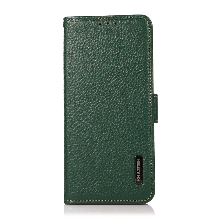 For iPhone SE 2024 KHAZNEH Side-Magnetic Litchi Genuine Leather RFID Case(Green) - More iPhone Cases by PMC TechLife | Online Shopping South Africa | PMC TechLife | Buy Now Pay Later Mobicred