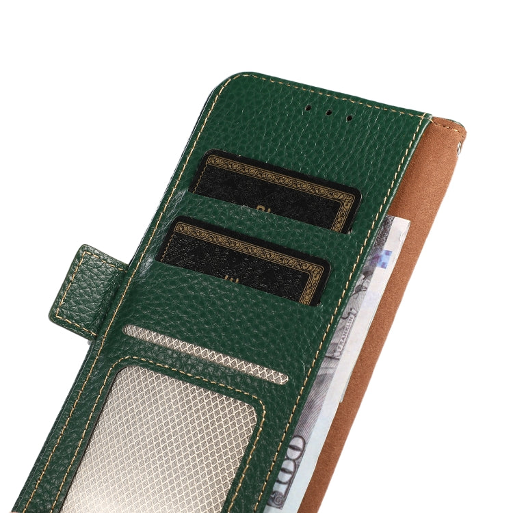 For iPhone SE 2024 KHAZNEH Side-Magnetic Litchi Genuine Leather RFID Case(Green) - More iPhone Cases by PMC TechLife | Online Shopping South Africa | PMC TechLife | Buy Now Pay Later Mobicred