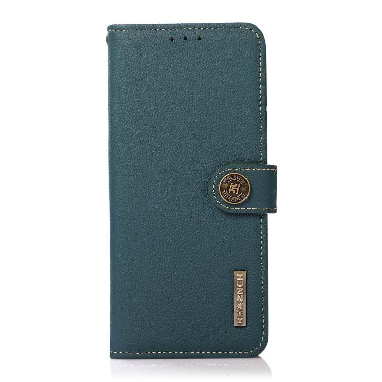 For iPhone 16 Pro Max KHAZNEH Custer Genuine Leather RFID Phone Case(Green) - free shipping - PMC TechLife - Order now!