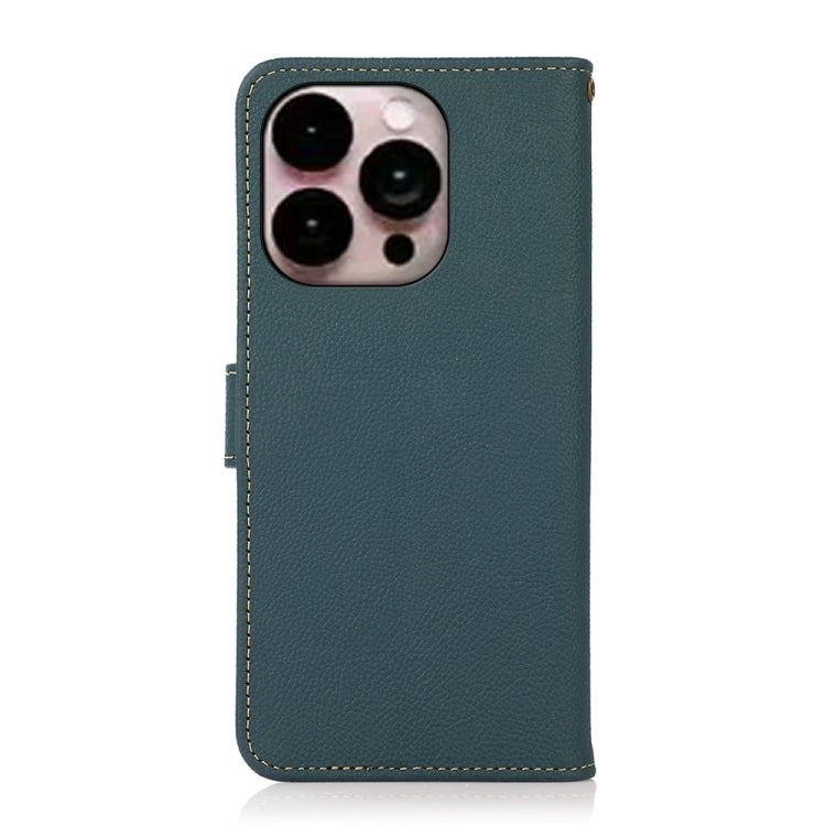 For iPhone 16 Pro Max KHAZNEH Custer Genuine Leather RFID Phone Case(Green) - free shipping - PMC TechLife - Order now!