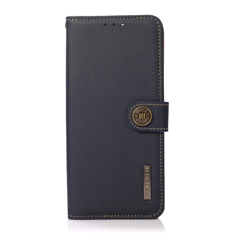 For iPhone 16 Pro KHAZNEH Custer Genuine Leather RFID Phone Case(Blue) - iPhone 16 Pro Cases by PMC TechLife | Online Shopping South Africa | PMC TechLife | Buy Now Pay Later Mobicred