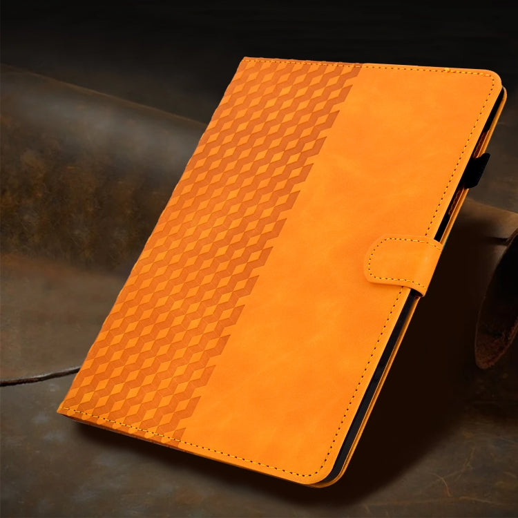 For iPad Pro 11 2024 Rhombus Embossed Leather Tablet Case(Khaki) - iPad Pro 11 2024 Cases by PMC TechLife | Online Shopping South Africa | PMC TechLife | Buy Now Pay Later Mobicred