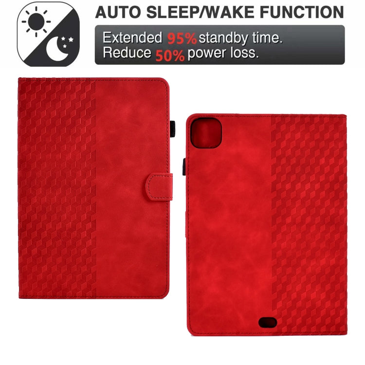 For iPad Pro 11 2024 Rhombus Embossed Leather Tablet Case(Red) - iPad Pro 11 2024 Cases by PMC TechLife | Online Shopping South Africa | PMC TechLife | Buy Now Pay Later Mobicred