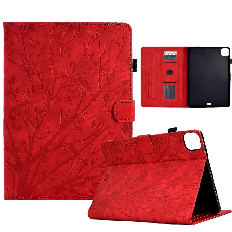 For iPad Pro 11 2024 Fortune Tree Embossed Leather Smart Tablet Case(Red) - iPad Pro 11 2024 Cases by PMC TechLife | Online Shopping South Africa | PMC TechLife | Buy Now Pay Later Mobicred