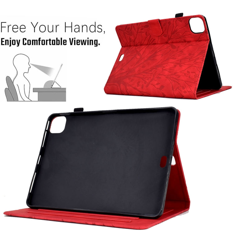 For iPad Pro 11 2024 Fortune Tree Embossed Leather Smart Tablet Case(Red) - iPad Pro 11 2024 Cases by PMC TechLife | Online Shopping South Africa | PMC TechLife | Buy Now Pay Later Mobicred