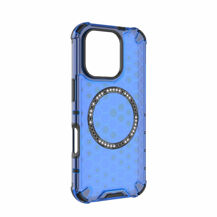For iPhone 16 Pro Honeycomb Magnetic Ring Shockproof Phone Case(Blue) - iPhone 16 Pro Cases by PMC TechLife | Online Shopping South Africa | PMC TechLife | Buy Now Pay Later Mobicred