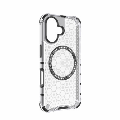 For iPhone 16 Honeycomb Magnetic Ring Shockproof Phone Case(White) - iPhone 16 Cases by PMC Jewellery | Online Shopping South Africa | PMC Jewellery | Buy Now Pay Later Mobicred