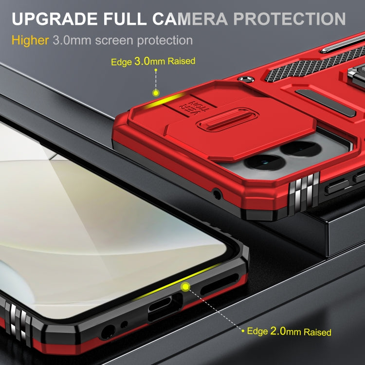 For Motorola Moto G Play 5G 2024 Armor PC + TPU Camera Shield Phone Case(Red) - Motorola Cases by PMC Jewellery | Online Shopping South Africa | PMC Jewellery | Buy Now Pay Later Mobicred