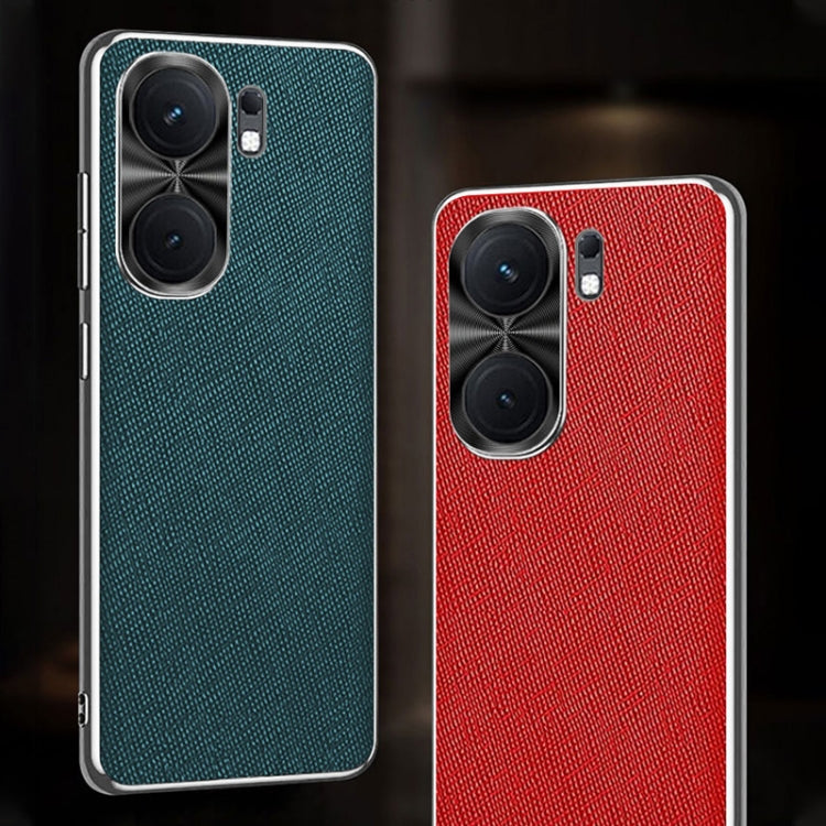 For vivo iQOO Neo9 Silver Edge Cross Texture PU Leather Phone Case(Red) - iQOO Neo9 Cases by PMC TechLife | Online Shopping South Africa | PMC TechLife | Buy Now Pay Later Mobicred