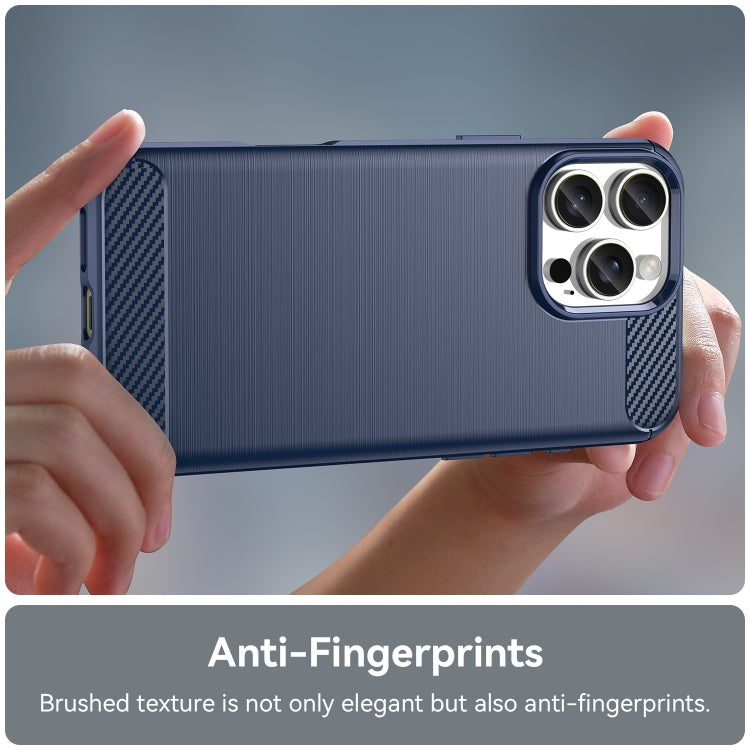 For iPhone 16 Pro Max Brushed Texture Carbon Fiber TPU Phone Case(Blue) - iPhone 16 Pro Max Cases by PMC TechLife | Online Shopping South Africa | PMC TechLife | Buy Now Pay Later Mobicred